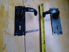 Antique Cast Iron Farm House Door Handle's Pair of Handles Old Vintage Hardware