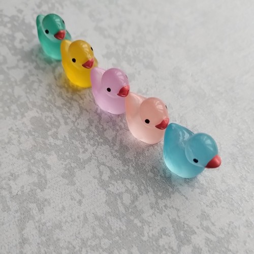 Five miniature colourful ducks - miniature,