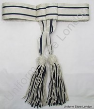 Sash Officer’s Waist Belt Silver Blue with Tassels R1539