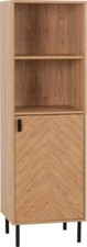 LEON MEDIUM OAK EFFECT & BLACK 1 DOOR 2 SHELF CABINET