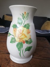 Ellgreave Pottery Ashley Vase Vintage Height 25cm Flower Yellow Floral