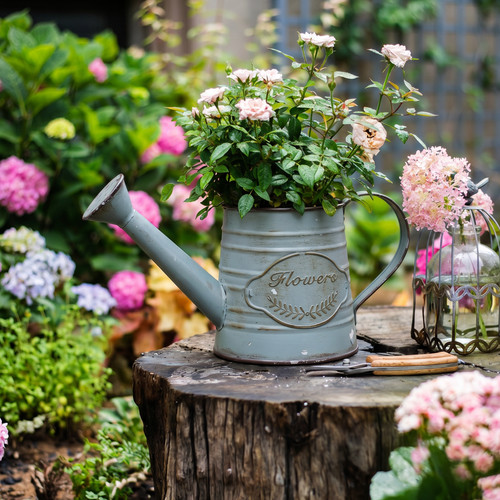 Rustic metal flower vase - metal,