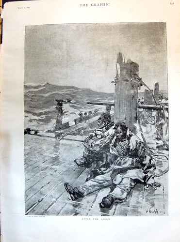Old 1895 scene pier stormy - 1895,