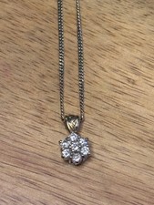 Diamond Cluster 18 Carat Gold Pendant on 14 Carat Gold Chain NO RESERVE