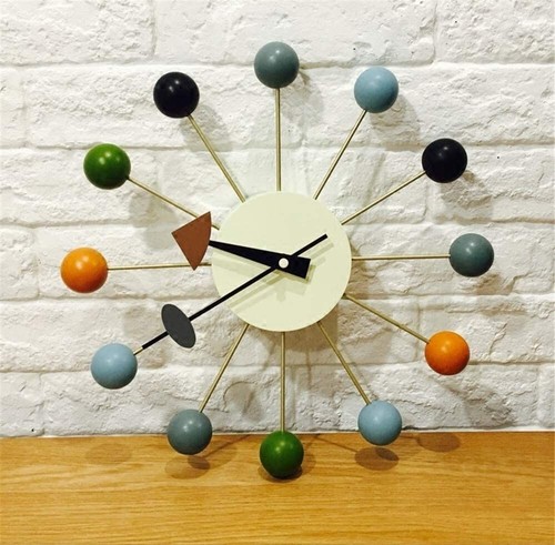 Wood ball wall clock - clock, 13