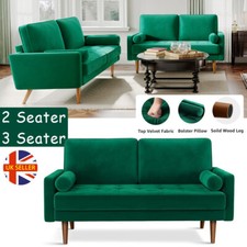 2/3 Seater Velvet Sofa with 2 Pillows Couch Love Seat Settee Office Home Room UK