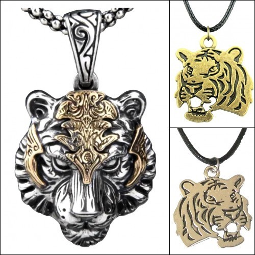 Tiger head pendant necklace - tiger,