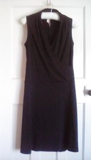 Amaranto Size 12 Black Shift Dress Fixed Wrap Front Vintage Y2K