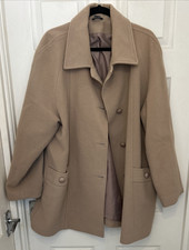 Wool Cashmere Blend Camel Coat Womens Size 16 44 Made In England Vintage