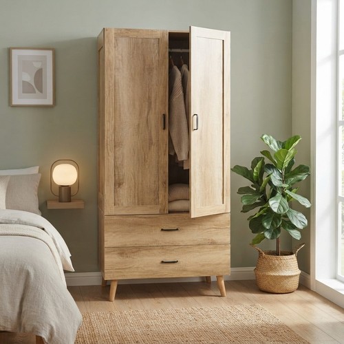 Door wooden wardrobe - wooden, with
