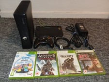 Xbox 360 Slim Matte Black with Controller All Cables Udraw Tablet And 4 Games