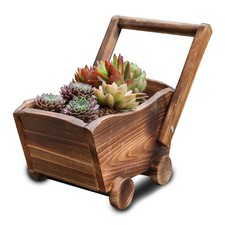 WOODEN WHEEL BARROW PLANTER