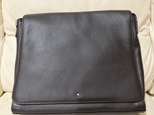 Mont Blanc Dark Brown Large Leather Cross Body Shoulder Bag NEW