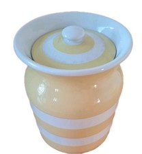 T G Green Sunlit Yellow Cornishware Storage Jar with Lid Excellent Condition 