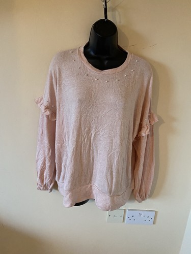 Pink pearl frill design jumper - pink,