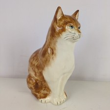Babbacombe Pottery Devon Ceramic Cat Ginger Sitting 21cm