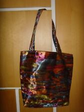 TOTE BAG ART  INSPIRED LINED 15in x 13in VELVET 'MONET' PATTERN MAGNETIC RAINBOW