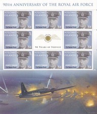 Sir CHARLES PORTAL 90th Anniversary of the RAF: Mini Sheet of 8 Stamps - Mint