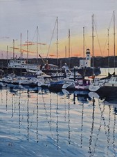 "Harbour Masts at Sundown" at