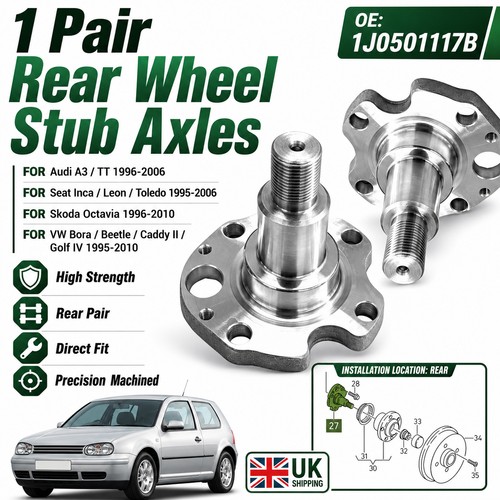 Rear wheel hub stub axle - wheel,