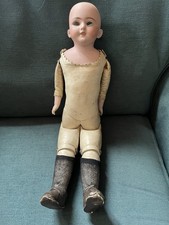 ANTIQUE GERMAN SIMON & HALBIG 18” DOLL 1250 DEP  BISQUE HEAD LEATHER ARTICULATED