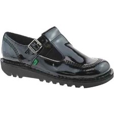 LADIES KICKERS KICK LO AZTEC T-BAR BLACK PATENT GIRL SCHOOL SHOES UK 5.5 - EU 39