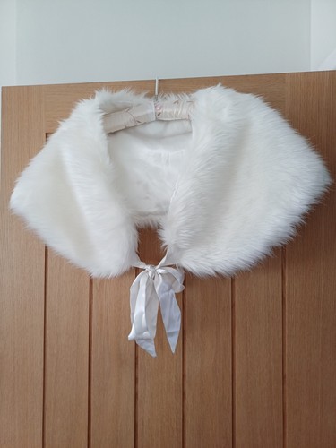White faux fur stole - , with