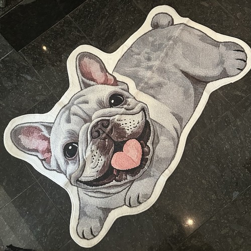 Grey french bulldog rug - grey, heart