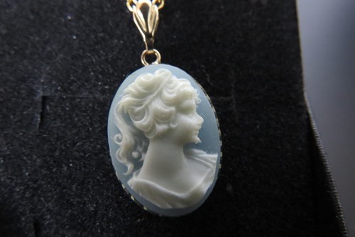 Vintage blue cameo - blue, pendant