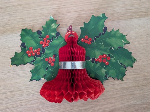Vintage christmas holly bell - vintage,