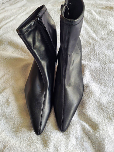 Black faux leather ankle - black,