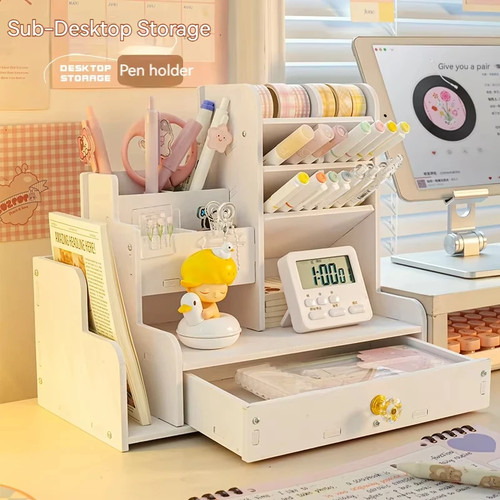 Wooden desk organiser - organiser, pen