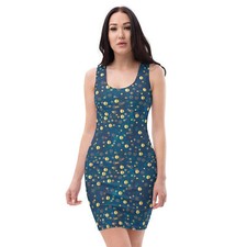 Shiny Circle Print Short Cut & Sew Dress