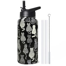 32oz Black Cat Insulated Aater