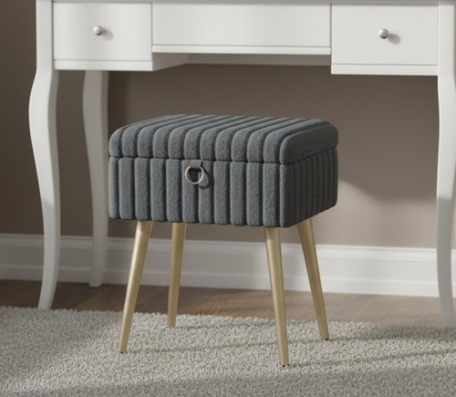 Grey vanity stool storage - vanity,