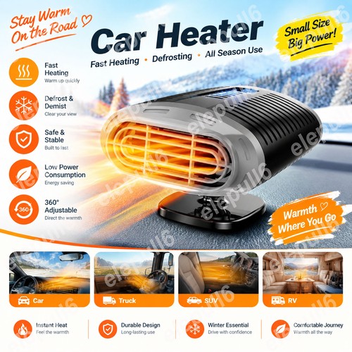 Electric car heater - 12v, 500w