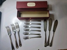 Vintage Silver Plated Fish Knife & Fork Set With Cake Fork Set.