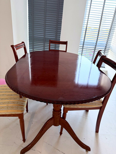 Oval dark wood dining table - oval,