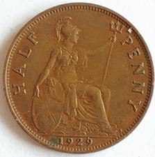 1929 George V Half Penny British Coin