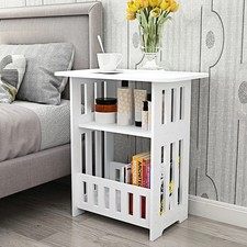 White Small Bedside Table Nightstand Coffee Tea Table Nightstand Storage Shelf