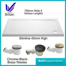 Stone Resin Rectangle Shower Tray Base 700mm Wide -Various Length-Waste Choice 