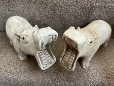 Hippos x 2 heavyweight pottery