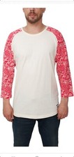 TRAINERSPOTTER RAGLAN PAISLEY RED WHITE 3 QUARTER LENGTH T SHIRT BNWT