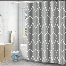 GERUIKE Extra Wide Grey Shower Curtain - 240 x 200 Weighted, Mould Proof, Machi