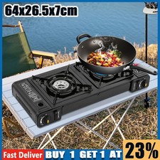 Portable Travel Camping Double Burner Hob Outdoor Gas Stove Cooker Auto Ignition