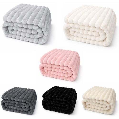 Luxury ribbed plush throw - ribbed,