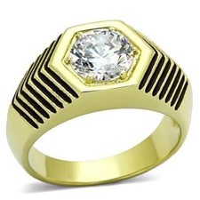 Mens gold ring pinky solitaire