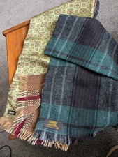 Sammy Reversible Scarf Fringed Geometric Mod Vintage & Lambswool Checked Scarf