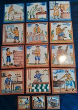 Vintage Hand Painted Spanish Majolica Tiles
