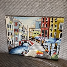 Boxed Benaya Art Ceramics Hand Crafted Tile of Venice Hung or Stand Alone